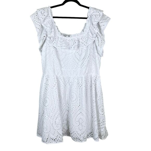 Ryegrass NWT Embroidered Eyelet Dress Sz 1X White Flare Ruffle Cottagecore Boho - Picture 2 of 10